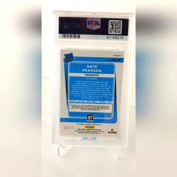 2021 Donruss Optic Nate Pearson RC Auto RR Teal Velocity/35 #RRSNP- PSA 10 - Picture 2 of 3